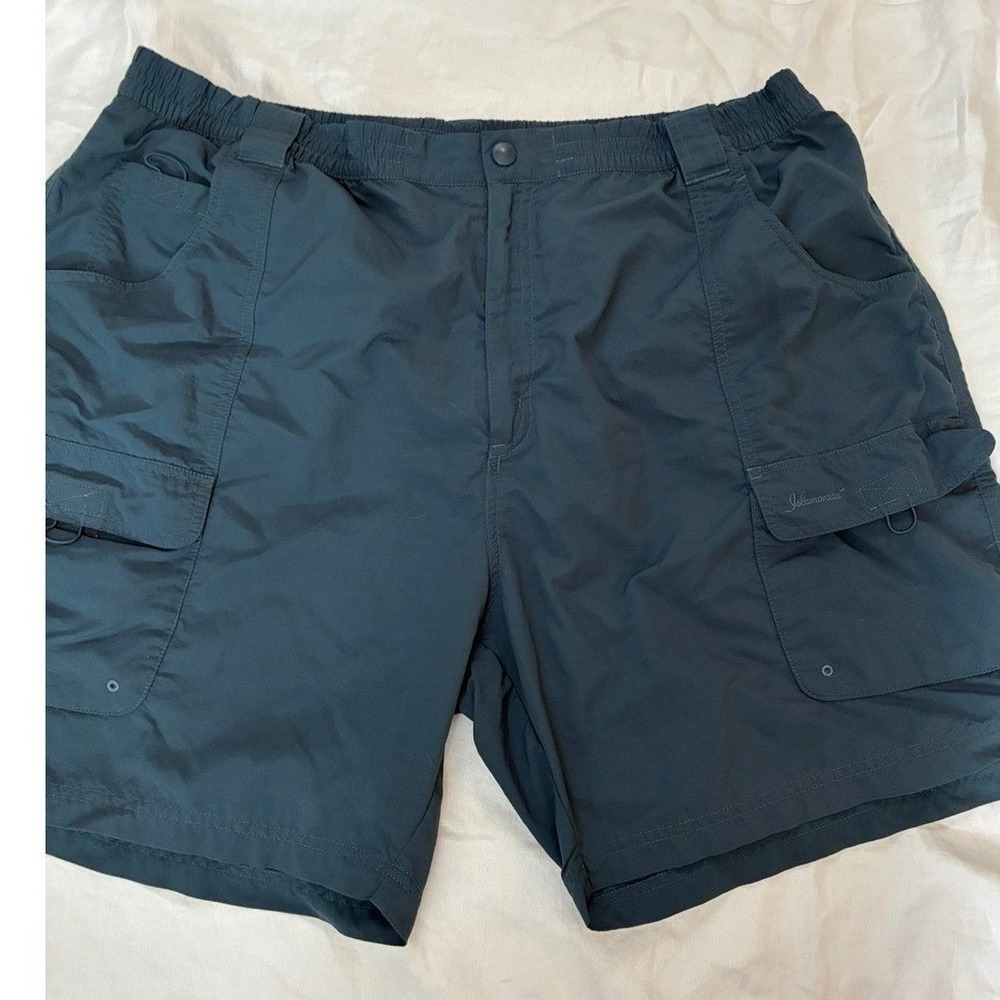Islamorada Mens XL Teal Cargo Swim Shorts Mesh Lined Bathing‎ Suit Beach Pool
